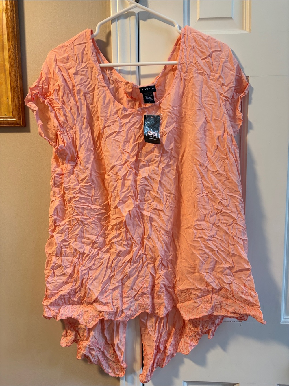 torrid Peach Crinkled Short Sleeve Tunic Top